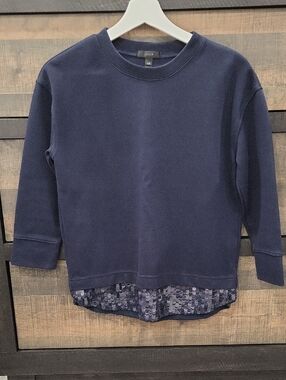 J. Crew Navy Crewneck Sweater with Sequin Trim